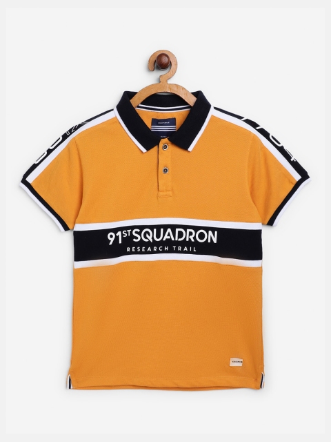 

Octave Boys Mustard Colourblocked Polo Collar Cotton T-shirt
