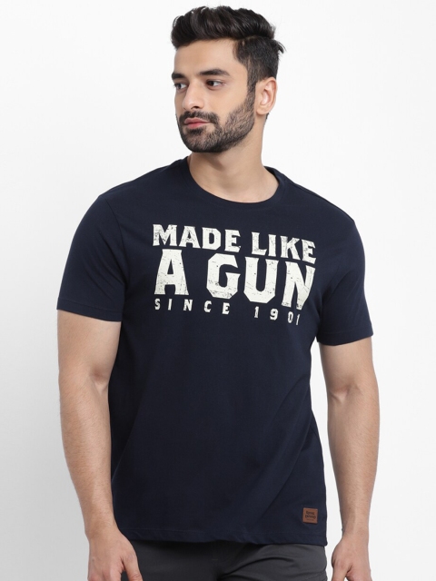

Royal Enfield Men Navy Blue Printed Round Neck T-shirt
