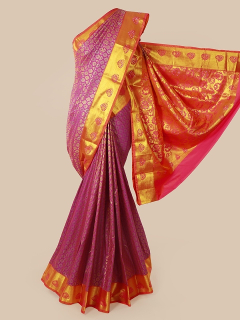 

Pothys Pink & Gold-Toned Pure Silk Woven Design Kanjeevaram Saree