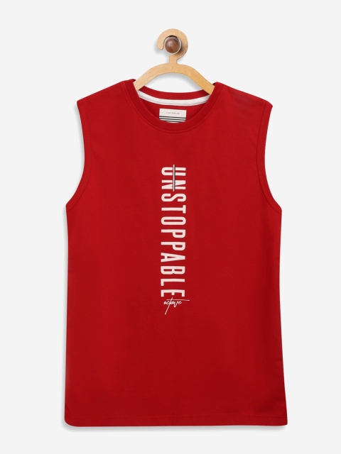

Octave Boys Red Printed Round Neck Cotton Pure Cotton T-shirt