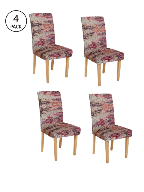 

Rajasthan Decor Set Of 4 Beige & Pink Printed Chair Covers