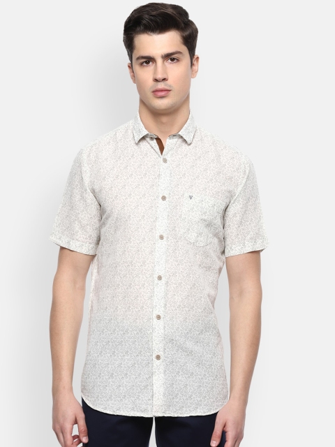 

Van Heusen Sport Men Cream-Coloured Slim Fit Printed Casual Shirt