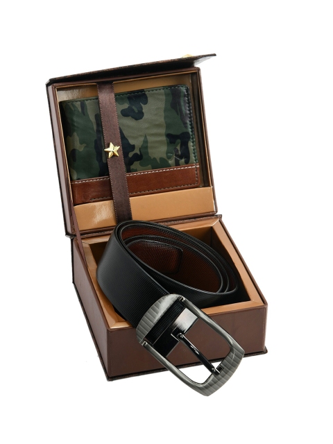 

Kastner Men Black & Green Belt And Wallet Combo