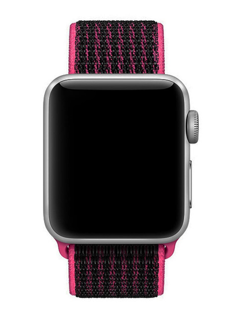 

macmerise Unisex Pink & Black Cinnabar Woven Nylon Apple Watch Band
