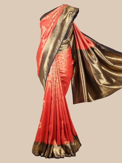

Pothys Red & Gold-Toned Pure Silk Woven Design Banarasi Saree