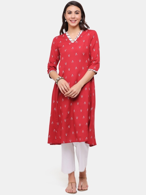

IMARA Women Red Geometric Printed Kurta