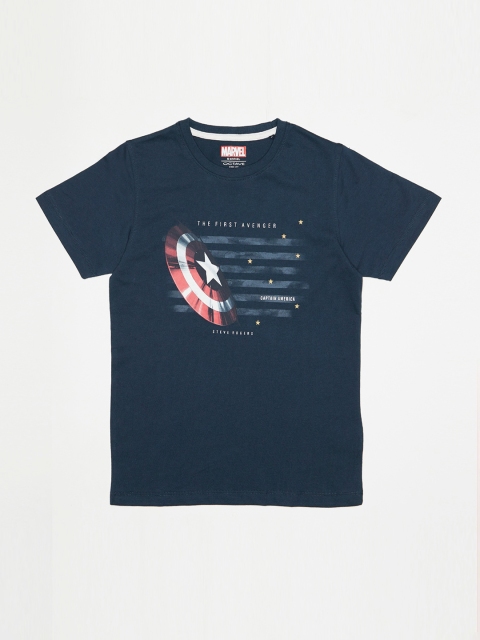 

Octave Boys Blue Captain America Print Round Neck Cotton Pure Cotton T-shirt