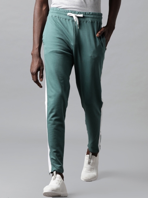 

Blue Saint Men Green Solid Slim-Fit Cotton Track Pants