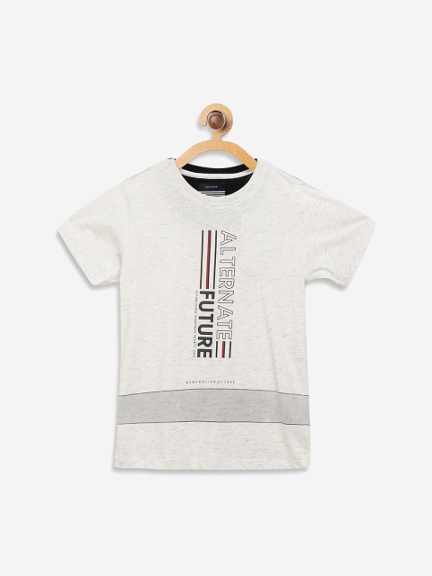 

Octave Boys Off-White Printed Round Neck Cotton T-shirt