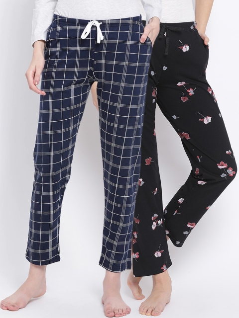 

Kanvin Women Pack Of 2 Cotton Lounge Pants, Navy blue