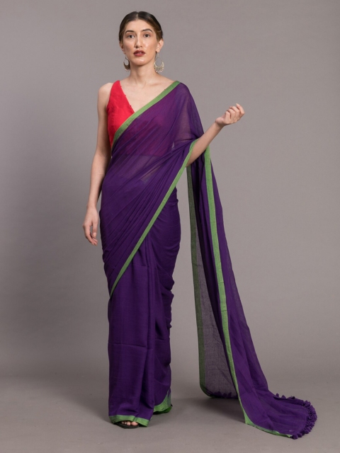 Suta Purple Solid Pure Cotton Saree