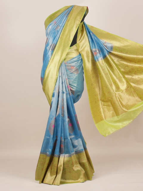 

Pothys Blue & Green Pure Silk Woven Design Saree