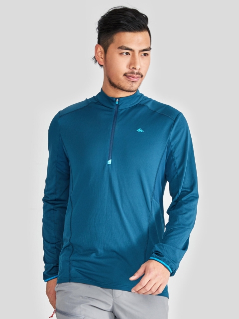 

Quechua By Decathlon Men Blue Printed Round Neck Hiking & Trekking T-shirt