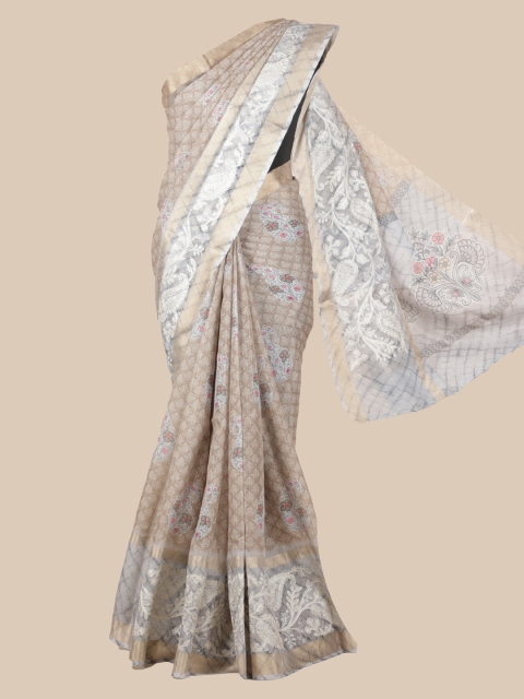 

Pothys Cream-Coloured Woven Design Linen Blend Saree