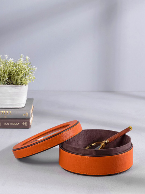 

Pure Home and Living Orange Solid Round Box