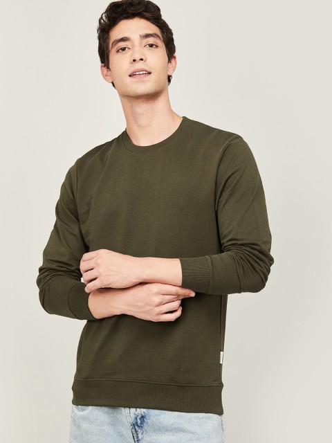 

Fame Forever by Lifestyle Men Olive Green Solid Sweatshirt