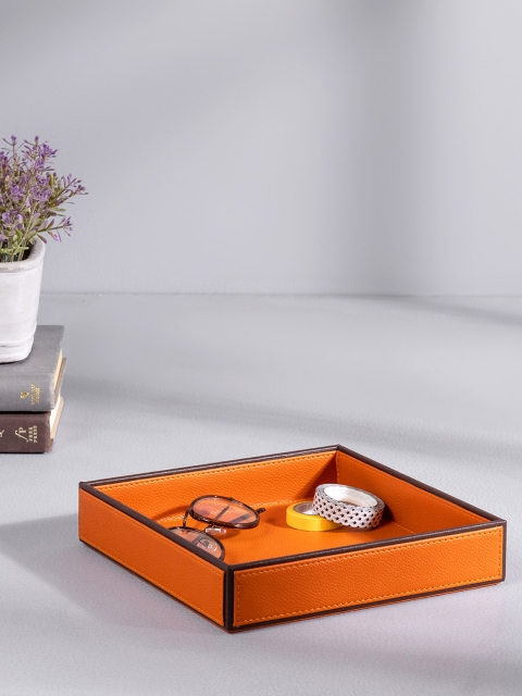 

Pure Home and Living Orange Solid Square Serving Tray