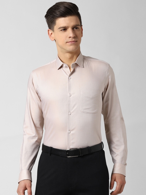 

Peter England Elite Men Beige Regular Fit Self Design Cotton Formal Shirt