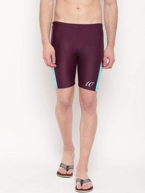 

iO Men Maroon Solid Swim Shorts