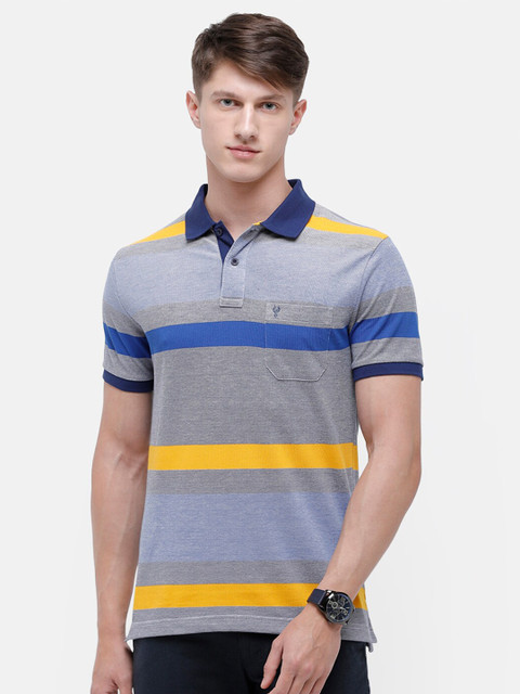 

Classic Polo Men Multicoloured Striped Polo Collar T-shirt, Multi
