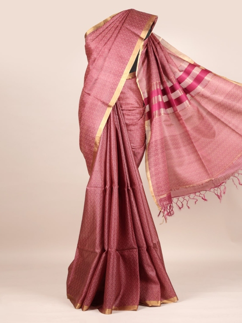 

Pothys Magenta Pure Silk Woven Design Tussar Saree
