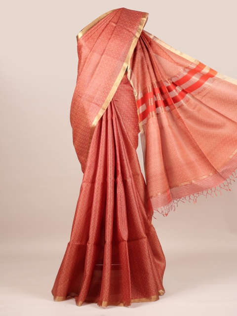 

Pothys Maroon Pure Silk Woven Design Tussar Saree