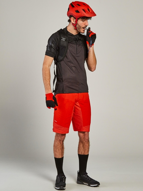

ROCKRIDER By Decathlon Men Red Solid Mountain Bike ST 500 Shorts