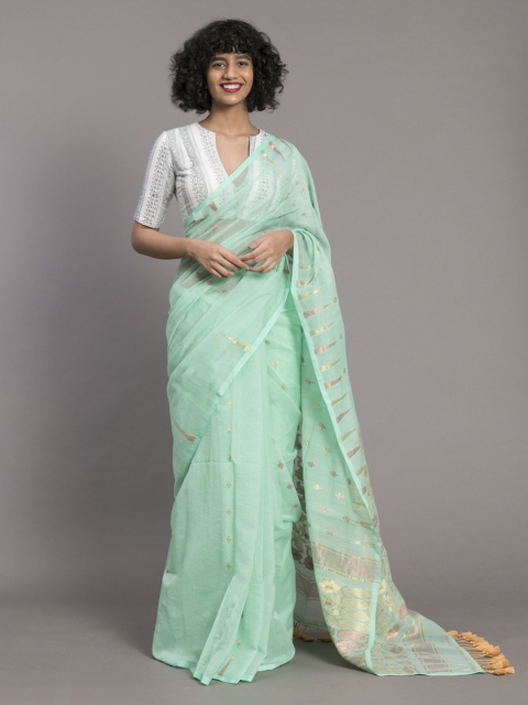 

Suta Turquoise Blue Polycotton Woven Design Jamdani Saree