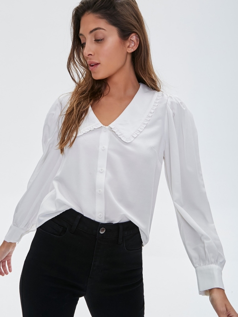 

FOREVER 21 White Shirt Style Top