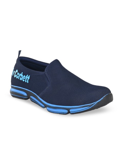 

Sir Corbett Men Navy Blue Woven Design Slip-On Sneakers