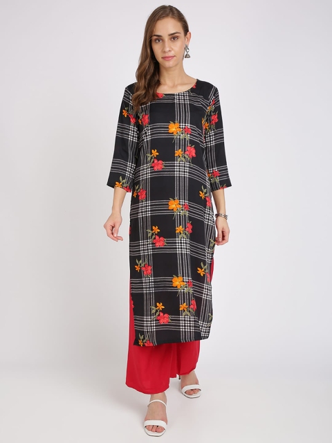 

Florence Women Black & Red Checked Straight Kurta & Palazzos