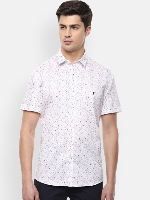 

Louis Philippe Sport Men White & Maroon Slim Fit Printed Casual Shirt
