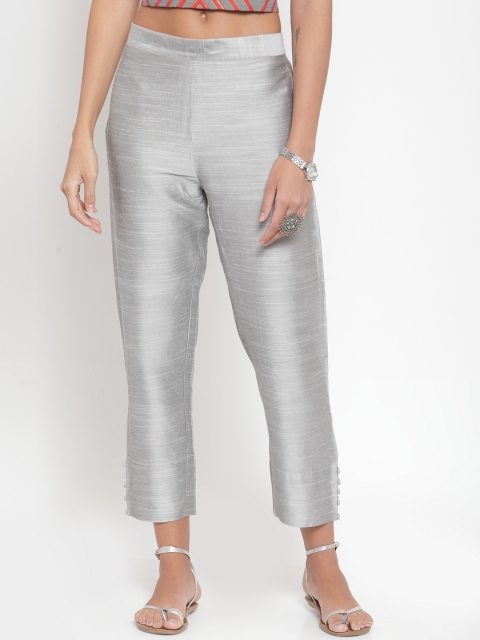 

KSUT Women Grey Straight Fit Solid Regular Trousers