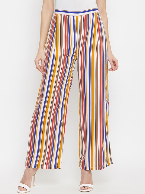 

SECRETS BY ZEROKAATA Women Multicoloured Relaxed Loose Fit Striped Parallel Trousers, Multi