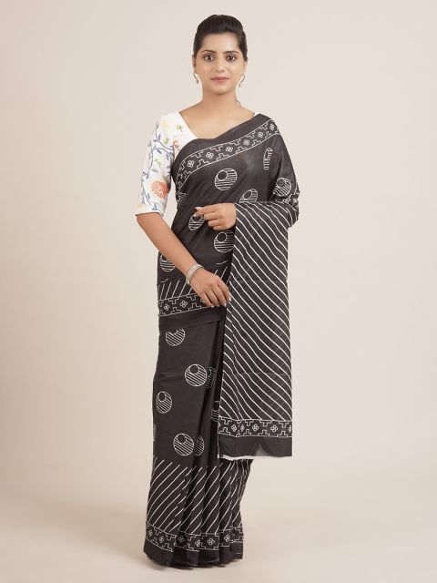 

Pothys Black Printed Pure Cotton Saree