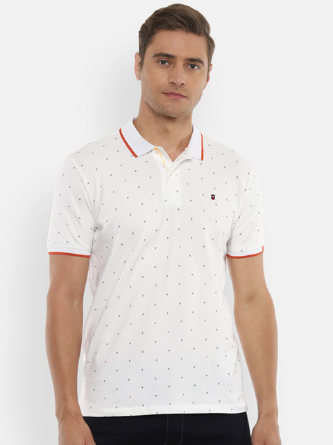 

Louis Philippe Sport Men White Pure Cotton Printed Polo Collar Pure Cotton T-shirt
