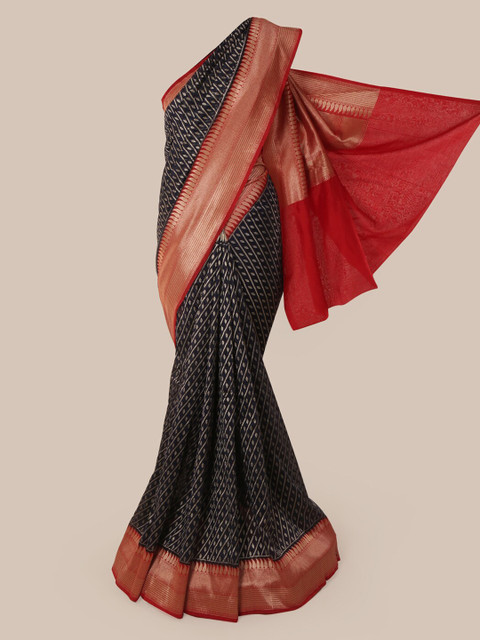 

Pothys Black & Red Pure Silk Woven Design Banarasi Saree