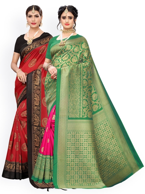 

KALINI Pack of 2 Red Woven Design Saree