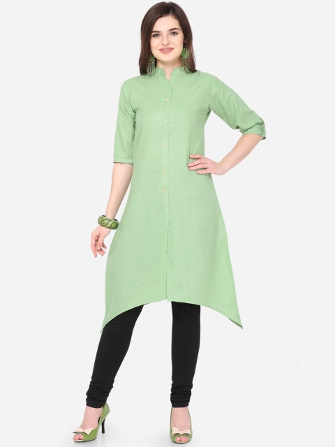 

SAADHVI Women Green Regular A-Line Kurta with Churidar