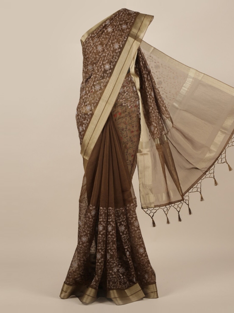 

Pothys Brown Woven Design Organza Saree