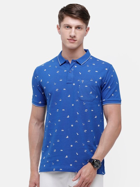 

Classic Polo Men Blue Printed Polo Collar T-shirt