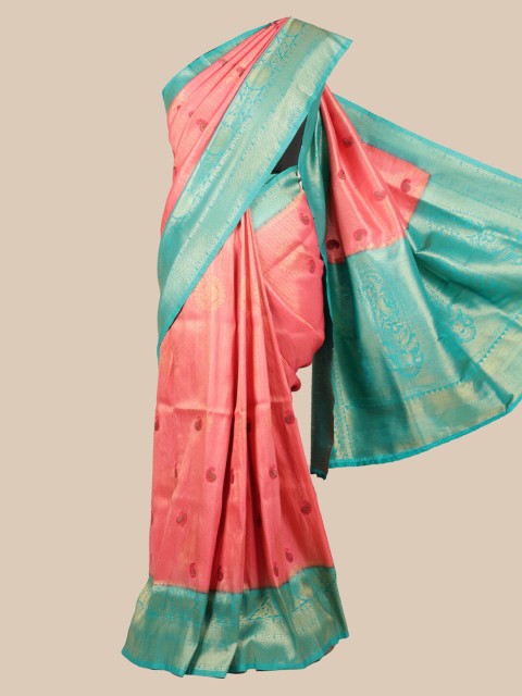 

Pothys Pink & Blue Pure Silk Woven Design Banarasi Saree