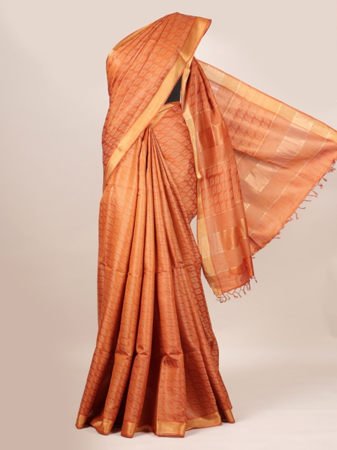 

Pothys Orange Pure Silk Woven Design Tussar Saree