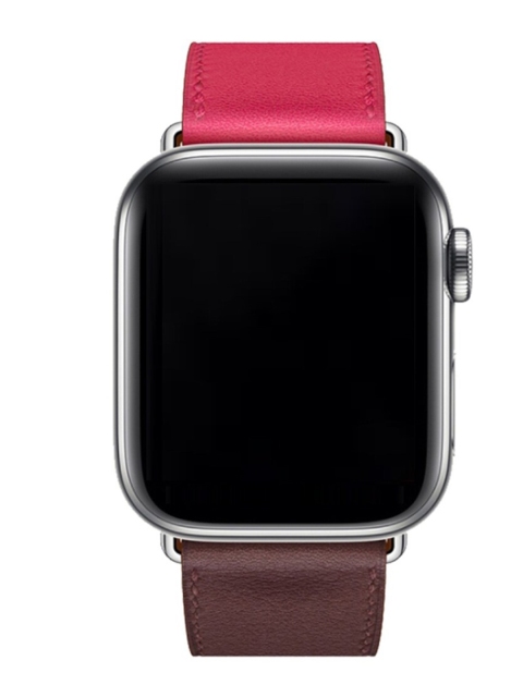 

macmerise Unisex Brown & Pink Leather Apple Watch Brand