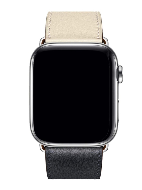 

macmerise Unisex Navy Blue & Beige Solid Summer Flair Leather Apple Watch Strap