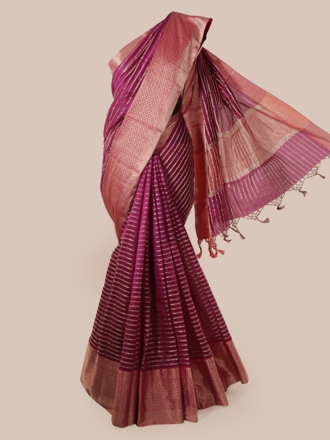 

Pothys Magenta Striped Pure Silk Saree