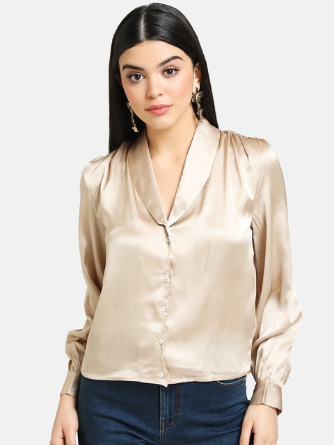 

Kazo Women Beige Regular Fit Solid Casual Shirt
