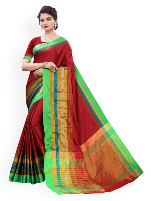 

KALINI Red Poly Silk Solid Banarasi Saree