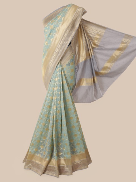 

Pothys Green & Beige Pure Silk Woven Design Banarasi Saree