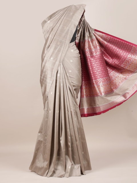 Pothys Tan Printed Pure Silk Saree